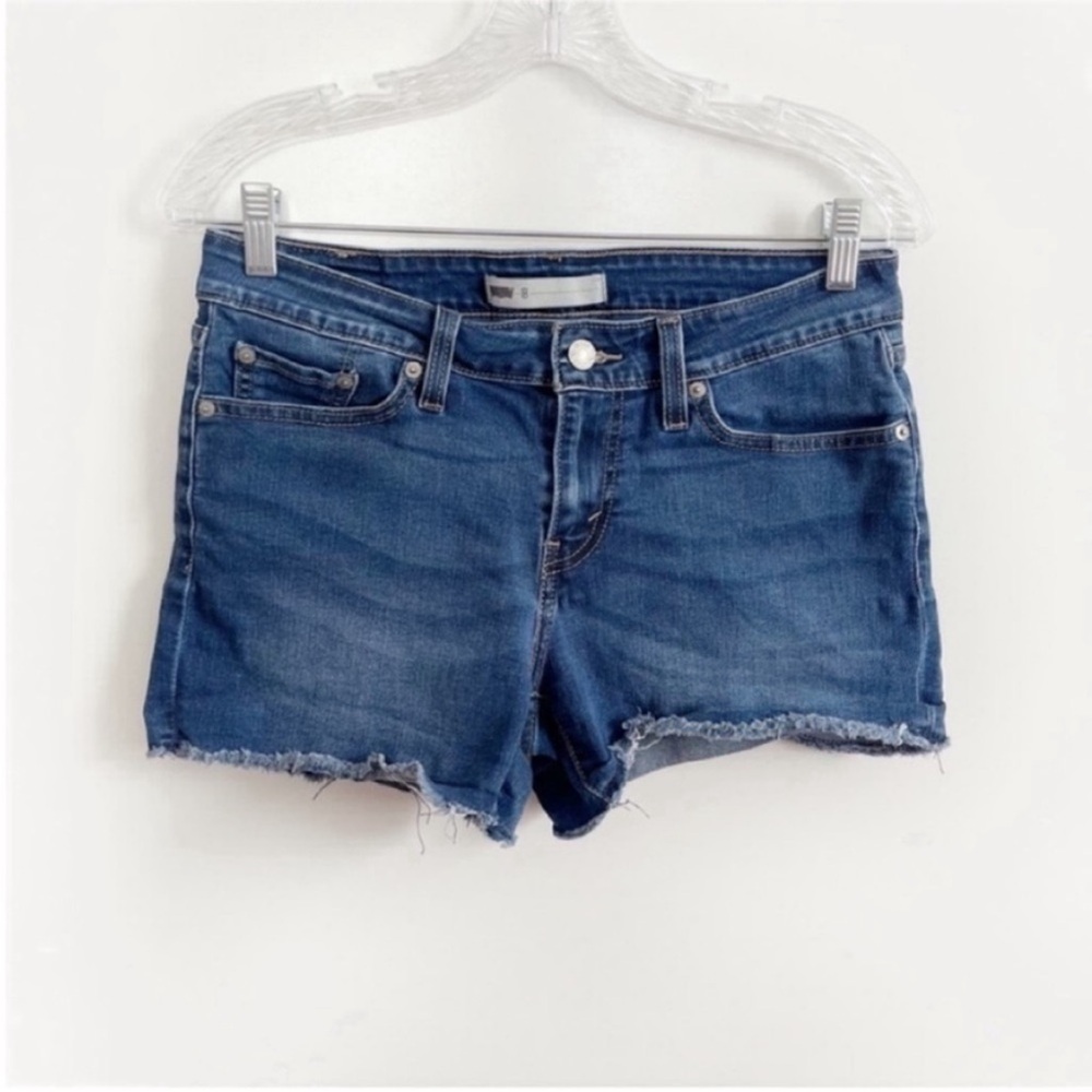Levi Strauss shorts blue jean denim cutoffs distressed frayed